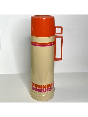 Vintage Dunkin Donuts Thermos 13.5" 28oz 1980's Pour Spout Cap Great Condition